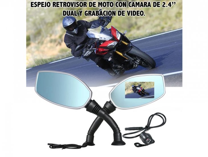 Set De Espejos Moto Con Camara Filmadora (pase 8 Y 10mm) [23.H2] - BIELA  S.A. - Sitio Oficial